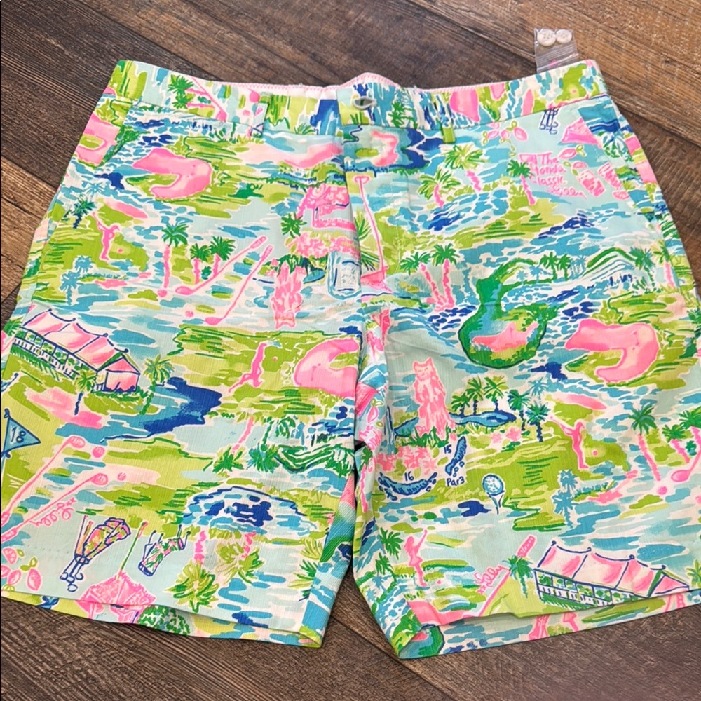 Lilly Pulitzer Pink and Green Tropical Shorts